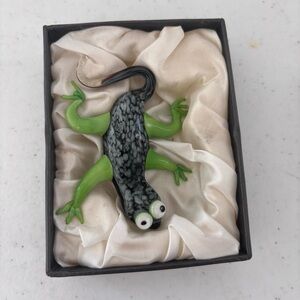 Pier 1 Green and Black Reptile Figurine
